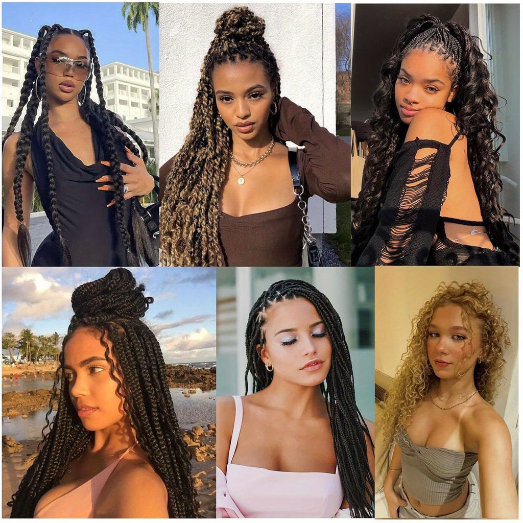 8pcs Black Pre-Stretched Braiding Hair for Women - Y2K Style Straight Texture Synthetic Hair for Boho Twist Crochet Braids, Professional Hairpiece for Braids, Braiding Hair Accessories, Y2K Hair Style, Highquality Hair