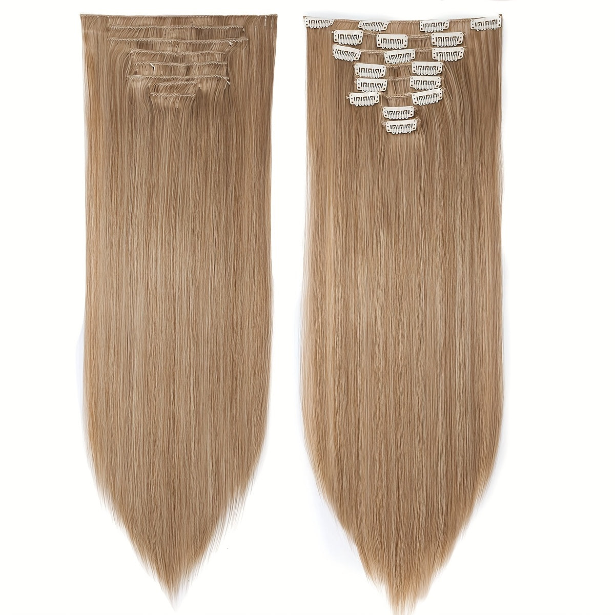 Benehair HAIR Hair Extensions Clip In 8pcs 18 Clips Synthetic Fiber Seamless 58.42cm Long Straight Full Head