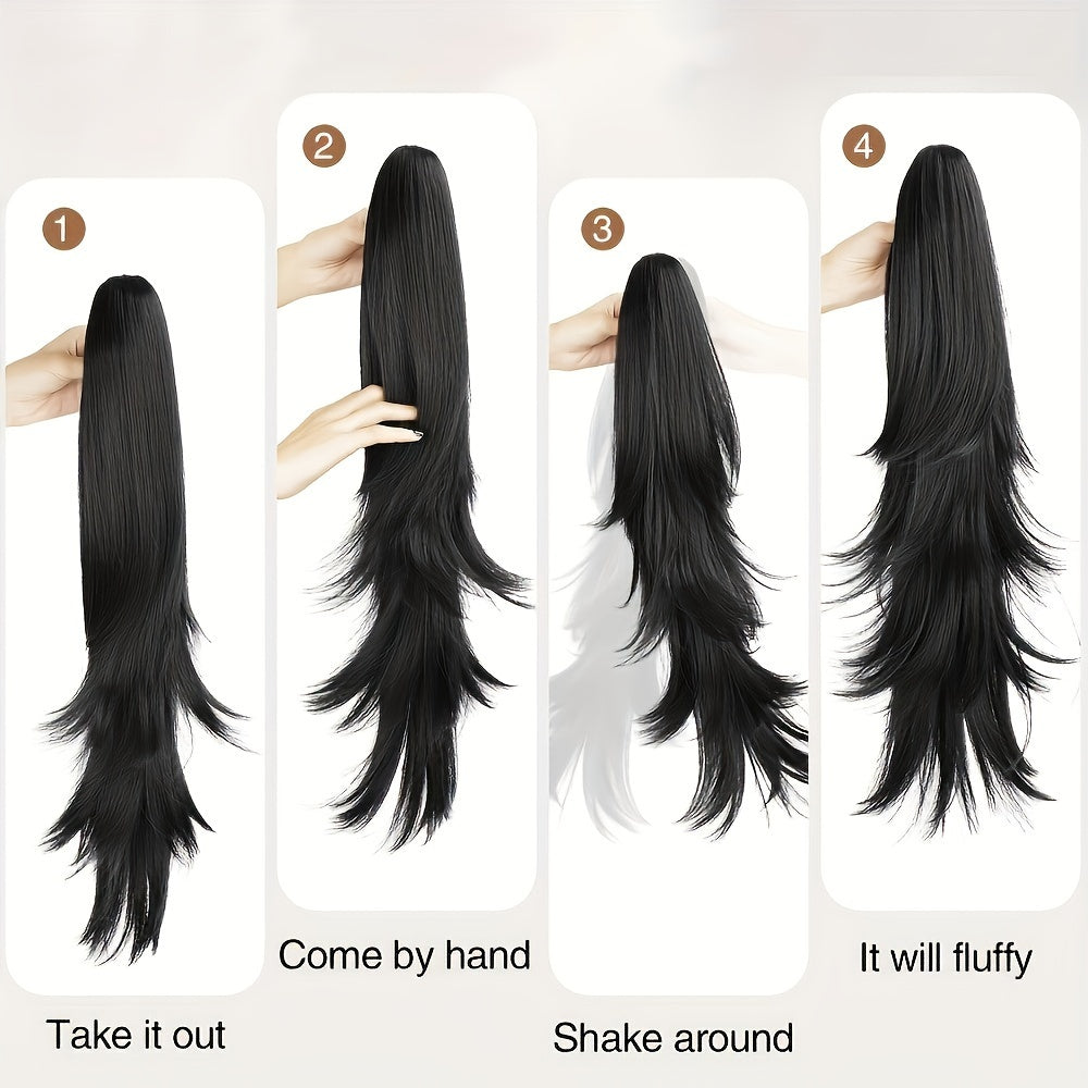 Women's High Temperature Fiber Ponytail Extension, Straight Hair Synthetic Clip-In Ponytail, Durable & Heat Resistant, for Daily Wear and Halloween, Versatile Hairpiece | Natural Look Extension | Heat Resistant Fiber, Ponytail Hair Extensions