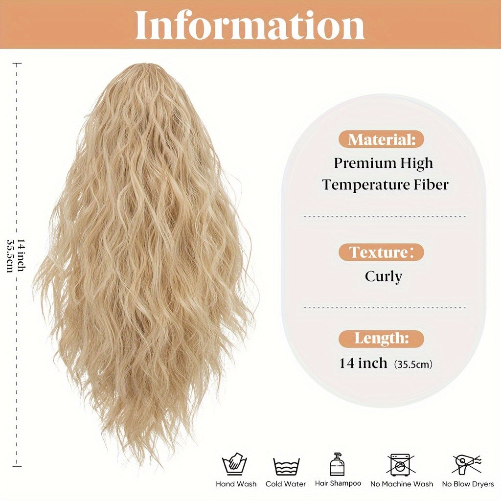 14inch Curly Wavy Fluffy Synthetic Ponytail Hairpieces - Add Volume, Style, and Elegance to Your Hair with Easy Clip-In Design - Perfect for Caucasian Women Seeking a Long, Luscious Look