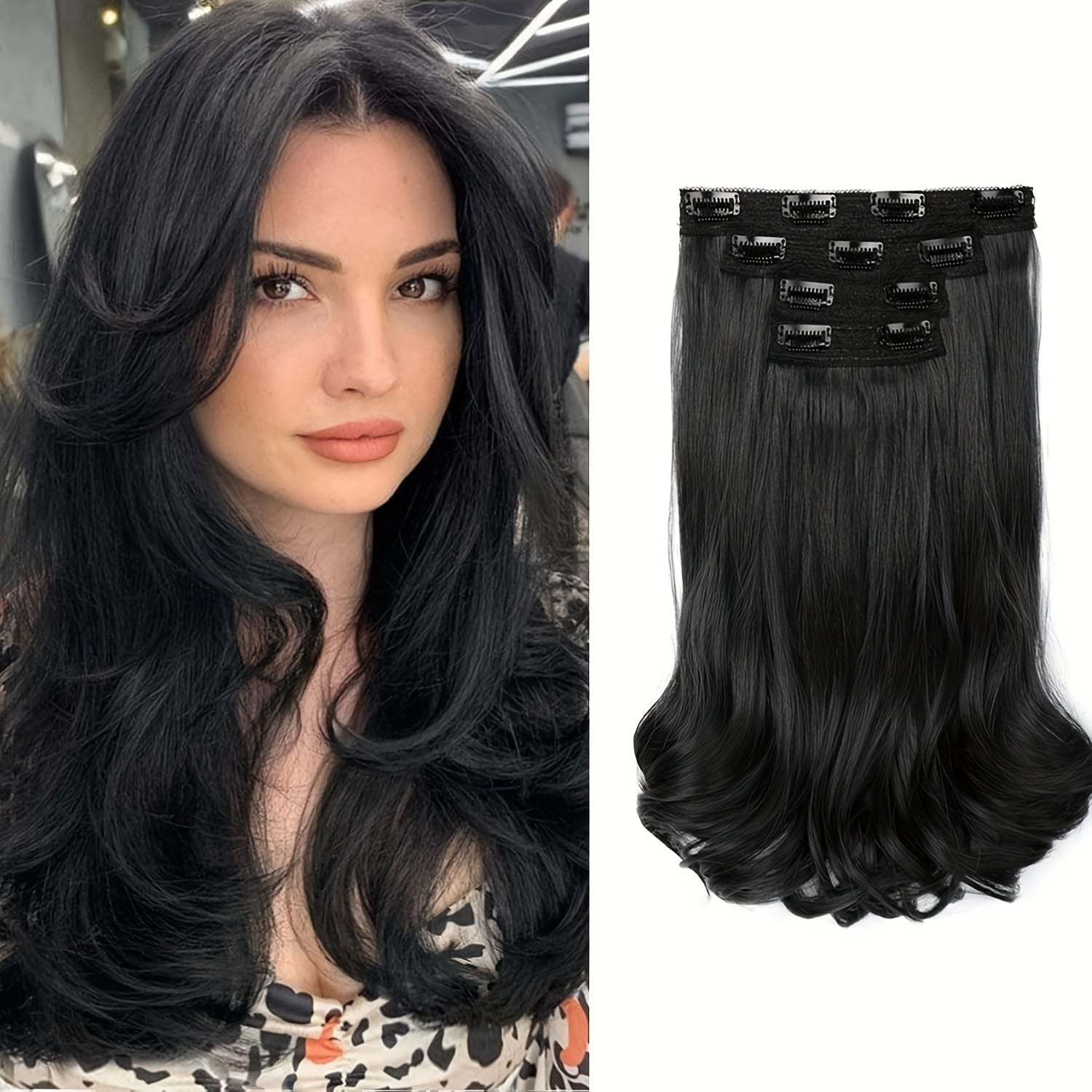 [Wavy Hair Extensions] 4pcs NAYOO Clip-In Short Beach Wavy Hair Extensions | Invisible Lace Weft, Natural Soft Hairpieces for Women, 14" Heat-Resistant Synthetic Hair, Easy Apply & Style for Everyday & Special Occasions
