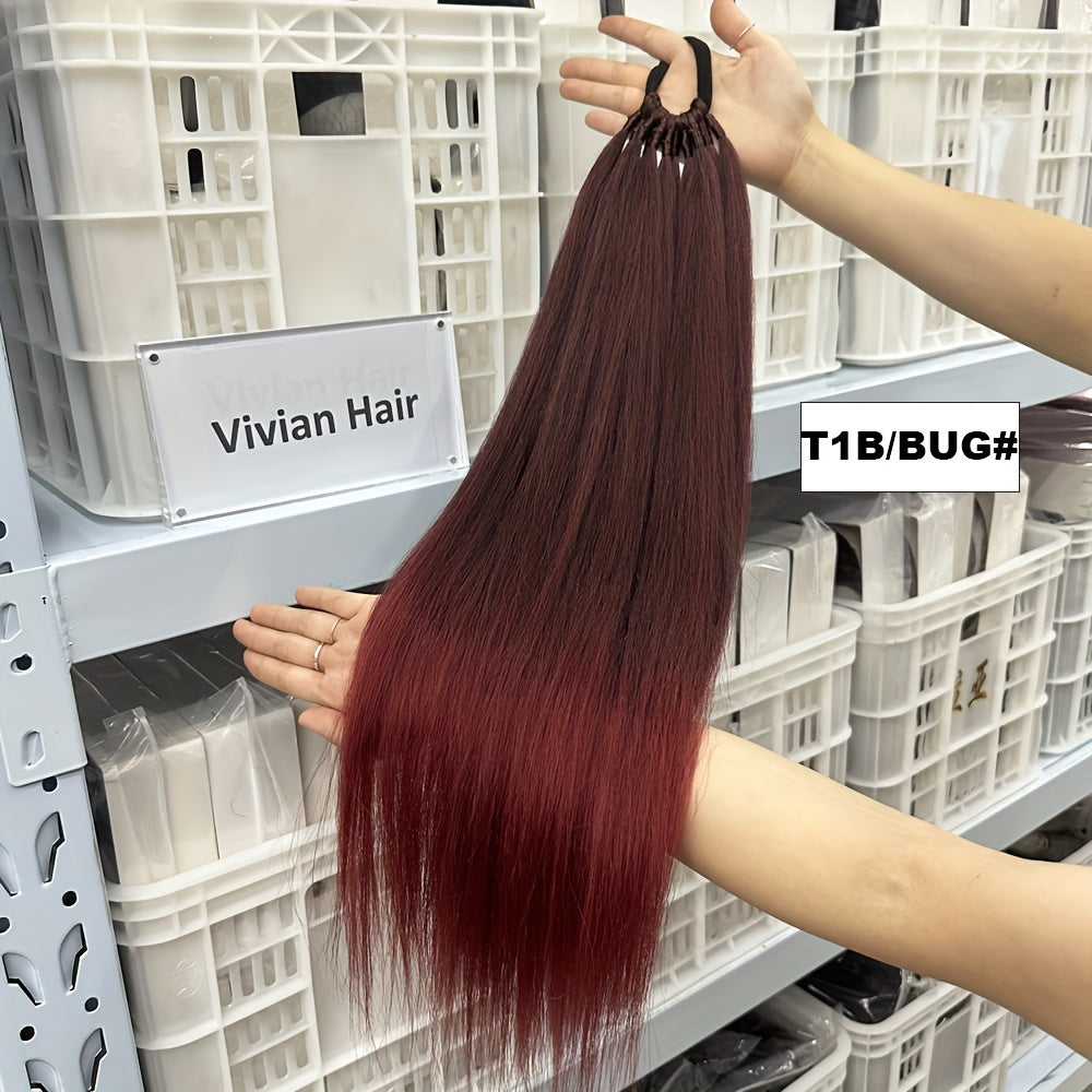 [Yaki Straight Ponytail] 28-Inch Yaki Straight High-Temperature Synthetic Ponytail Extension | Elastic Rubber Band Attachment | Versatile & Durable for Daily Use, Ponytail Hair Extensions