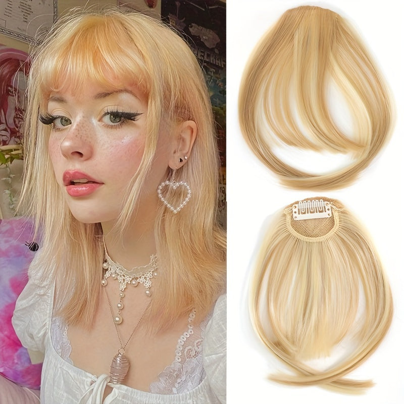Style Flex, Chic 6-Inch Clip-In Bangs for Women - Straight Synthetic Hairpiece, Versatile Daily Wear