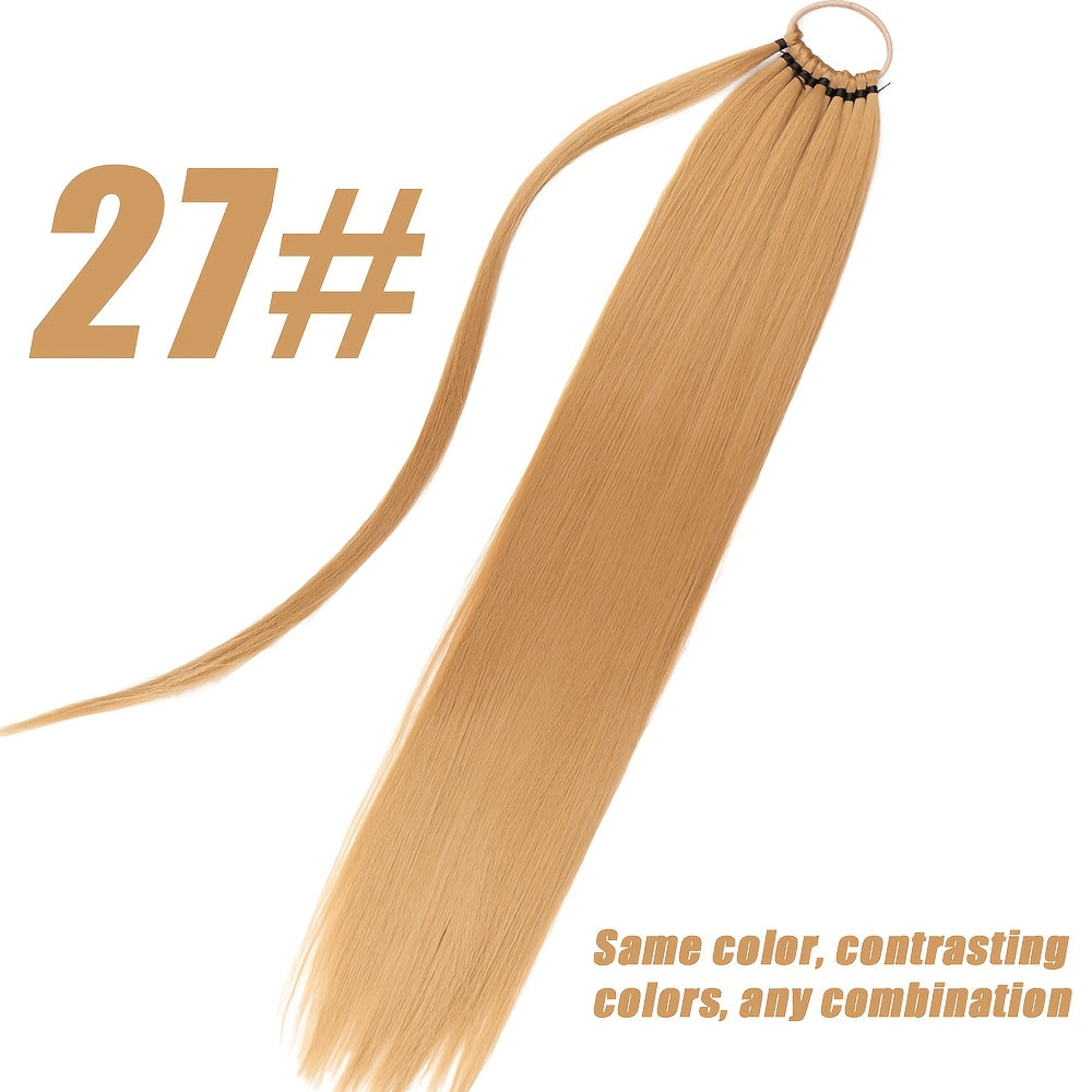 Women'S Long Straight Orange Ponytail Extension, High-Temperature Fiber Synthetic Hair, Basic Style, Daily Wear, Hairpiece for Volume Increase