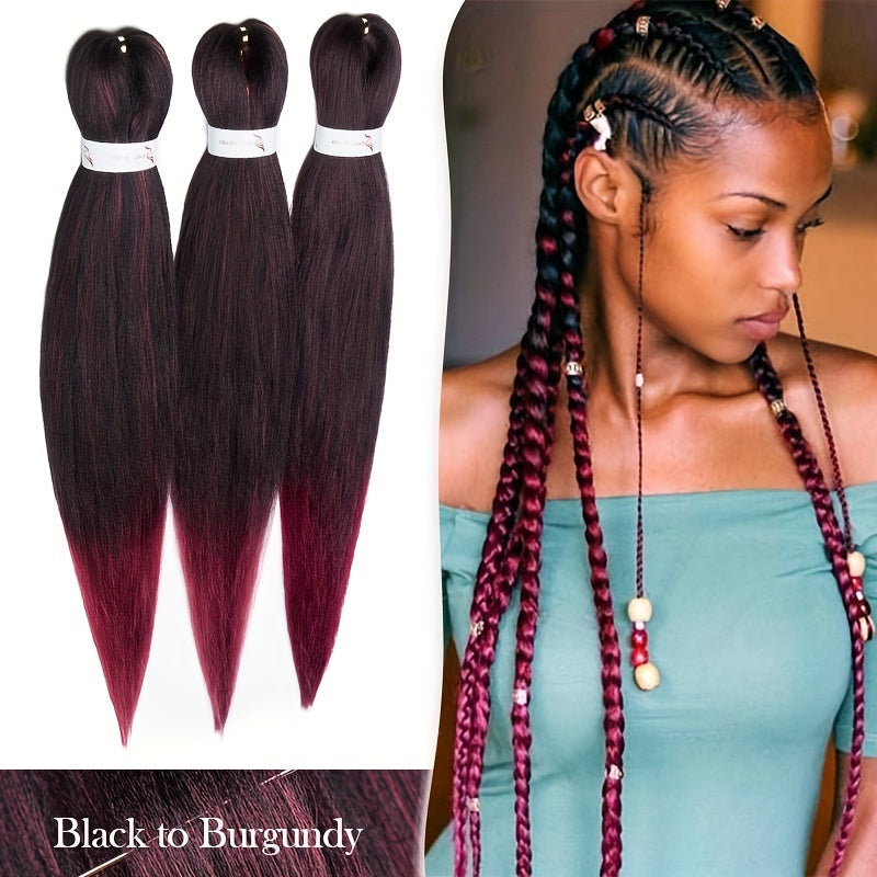 3 Bundles, Soft Synthetic Fiber EZ Braid Professional Pre-Stretched Braiding Hair Extensions, Yaki Texture, Long Lasting Freshness, No Shedding, Unisex-Adult, Crochet For Bohemian Braids Goddess Faux Locs Water Wave Passion Twist Fluffy Natural Ombre