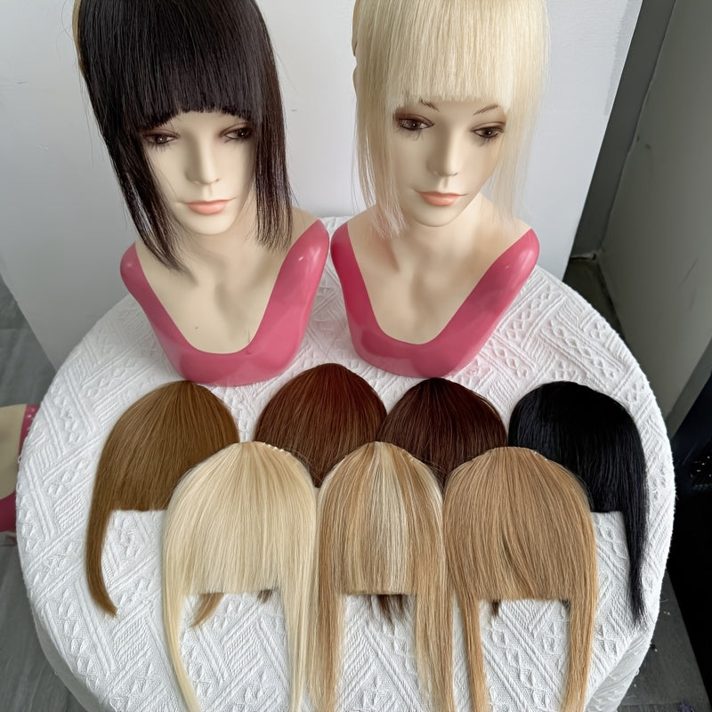 Elegant Women'S 100% Human Hair Bangs Clips, Platinum Blonde Remy Human Hair, 15.24cm Air Fringe Bangs Hairpiece for Women