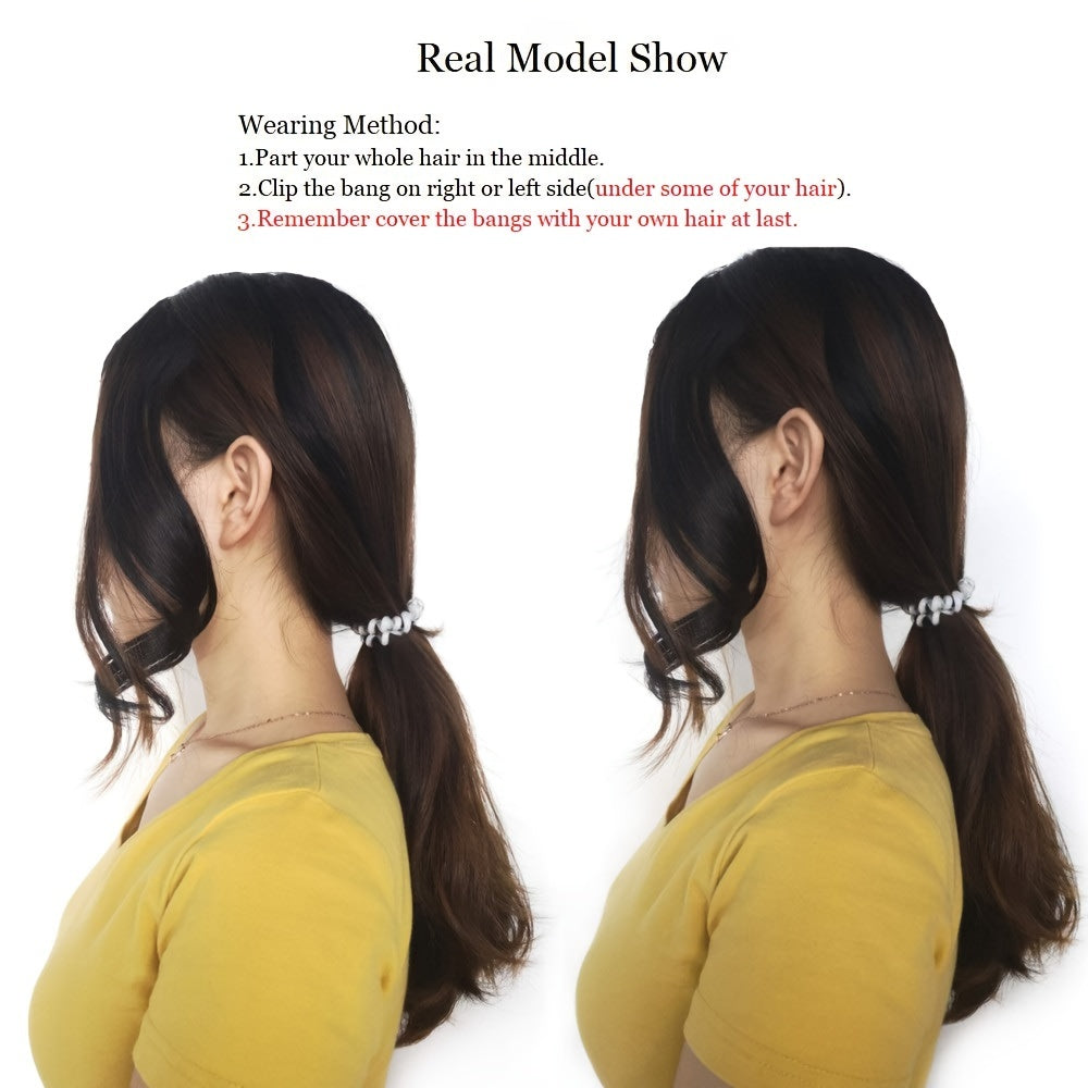 Side Hair Bangs 100% Human Hair Clip In Hair Extensions Elegant For Daily Use Cosplay Party Hair Bangs Valentine Gift - Style: Elegant; Gender: Women; Curl: Body Wave; Hair Material: Human Hair