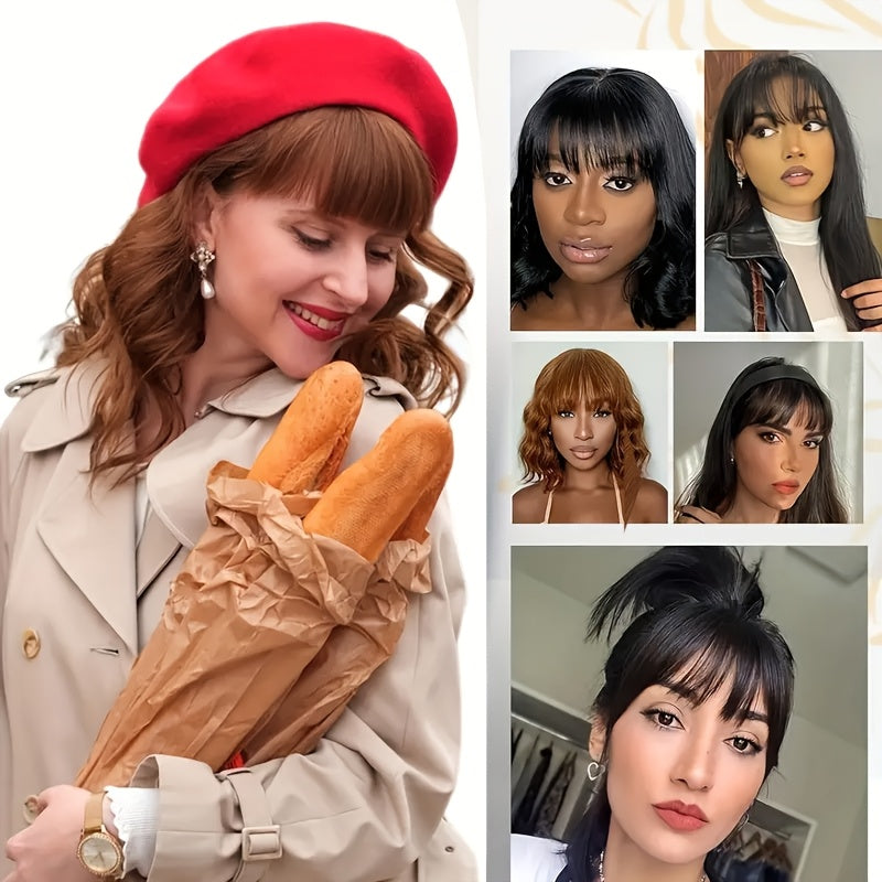 1pc Elegant Straight Synthetic Hair Extensions, Air Anime Bangs for Women, High Temperature Fiber, Invisible Clip, Natural Look, Durable Fake Hair Fringe