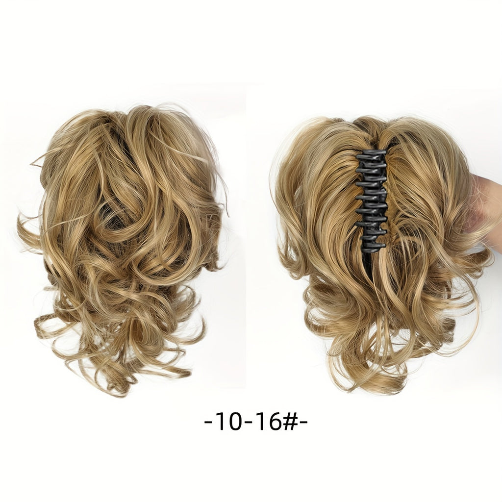 Elegant Curly Wave Ponytail Extension for Women, Fashionable Short Ponytail Clip-On Hairpiece with Volume and Texture