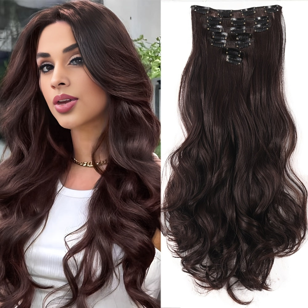 50.8 cm Curly Full Head 7 Separate Pieces Heat Resistance Synthetic Hair Clip in Hair Extensions- Long Hair Accessories for Women, Perfect for Party Daily Use