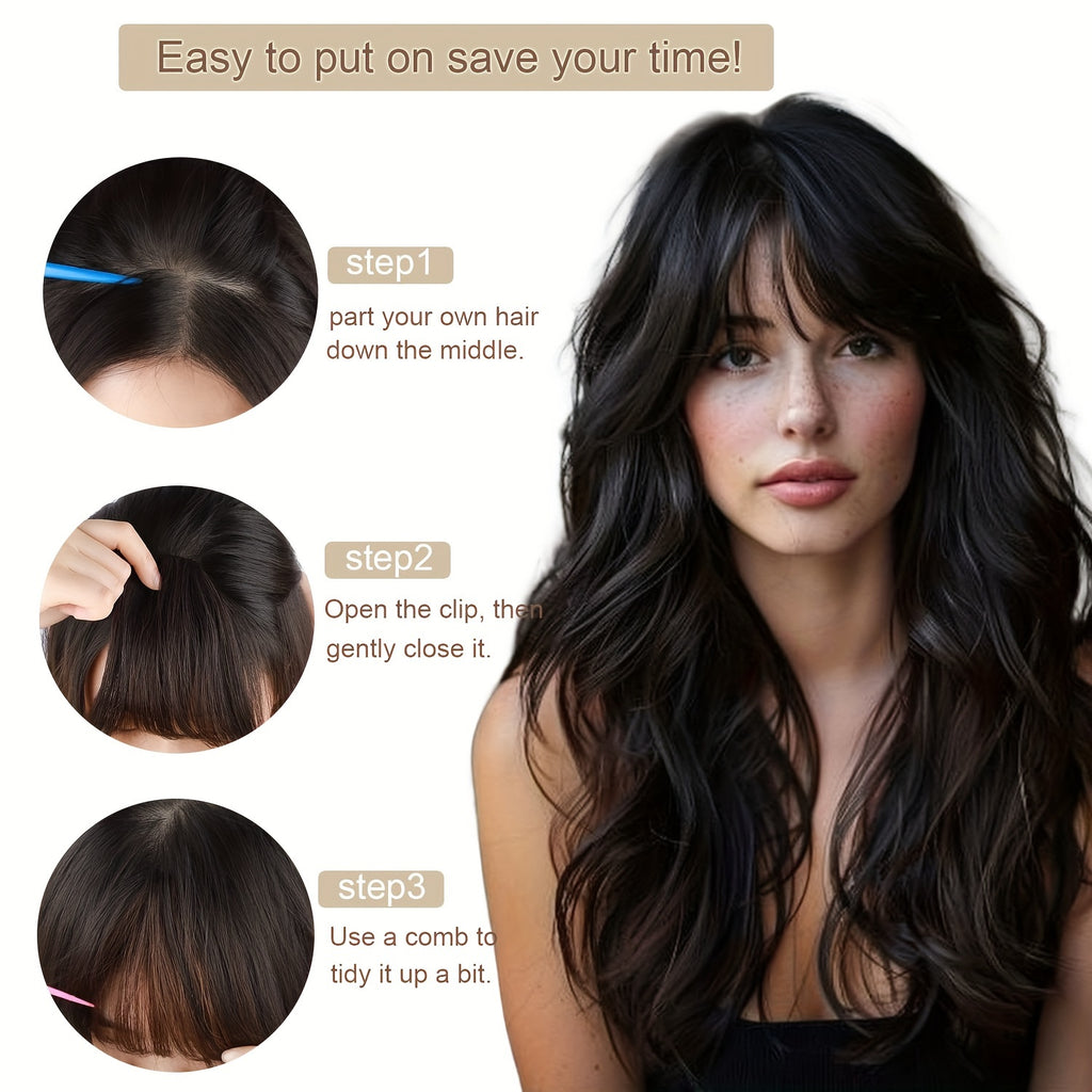 100% Real Hair Clip Style Bangs with Storage Box, Thin Bangs Clip Style Air Bangs, Sideburns and Fine Bangs Hair Extension Suitable for Women's Daily Use Hair Accessories