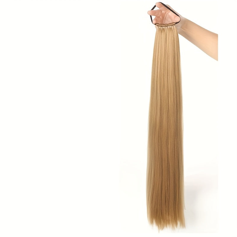 24-Inch Straight Synthetic Ponytail Extension for Women - Versatile Clip-In Hairpiece for Everyday & Special Occasions