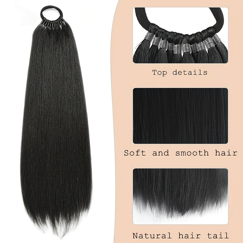 24-Inch Straight Synthetic Ponytail Extension for Women - Versatile Clip-In Hairpiece for Everyday & Special Occasions