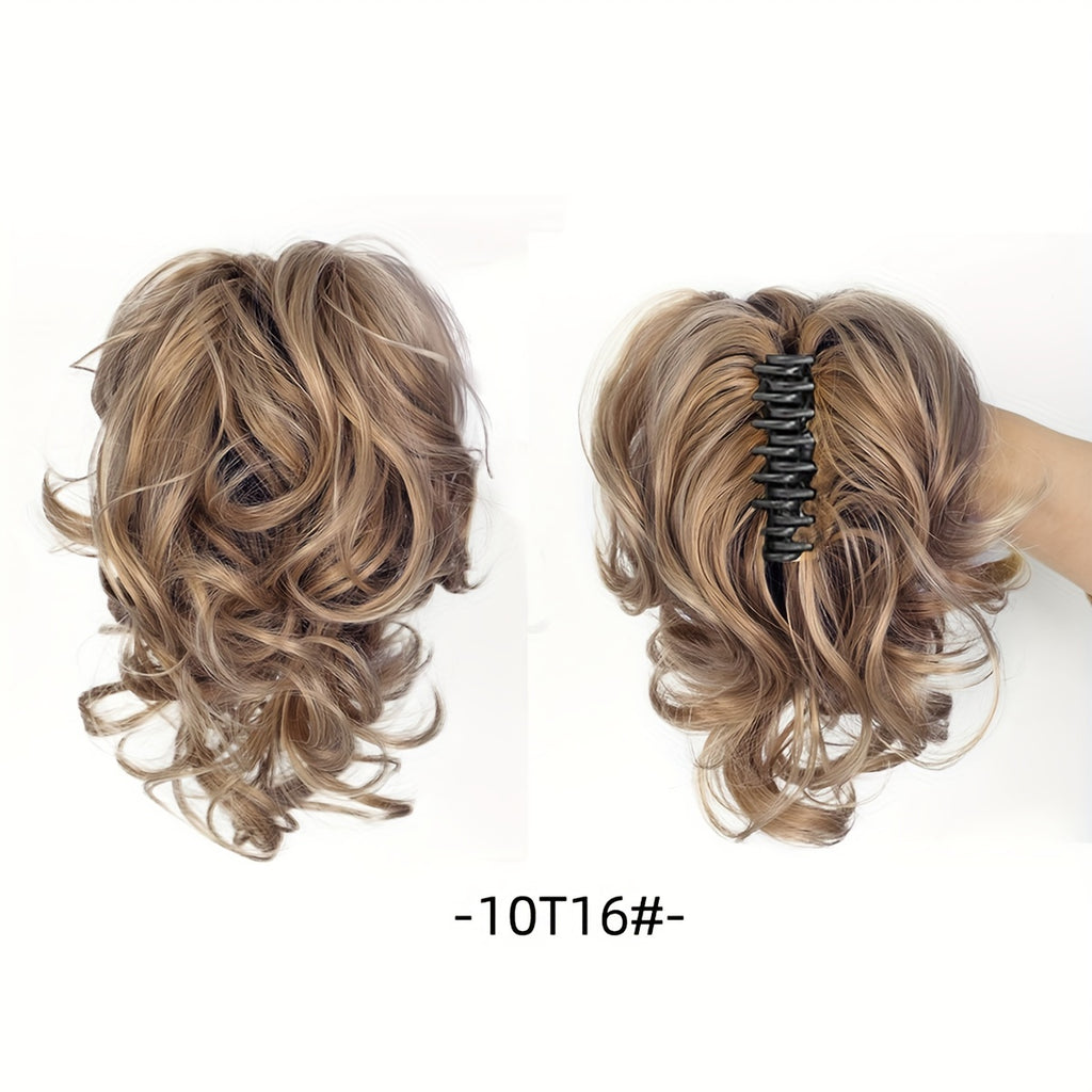 Elegant Curly Wave Ponytail Extension for Women, Fashionable Short Ponytail Clip-On Hairpiece with Volume and Texture
