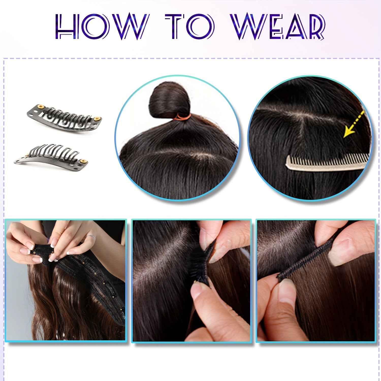 6pcs Brown Clip-In Hair Extensions 60.96cm Long - Thickened Straight Hair with Secure Clip, Natural Look for Women, Easy to Style, Adds Volume & Dimension, Versatile for All Hair Types, Stylish Hair Solution, Sleek Hairpiece