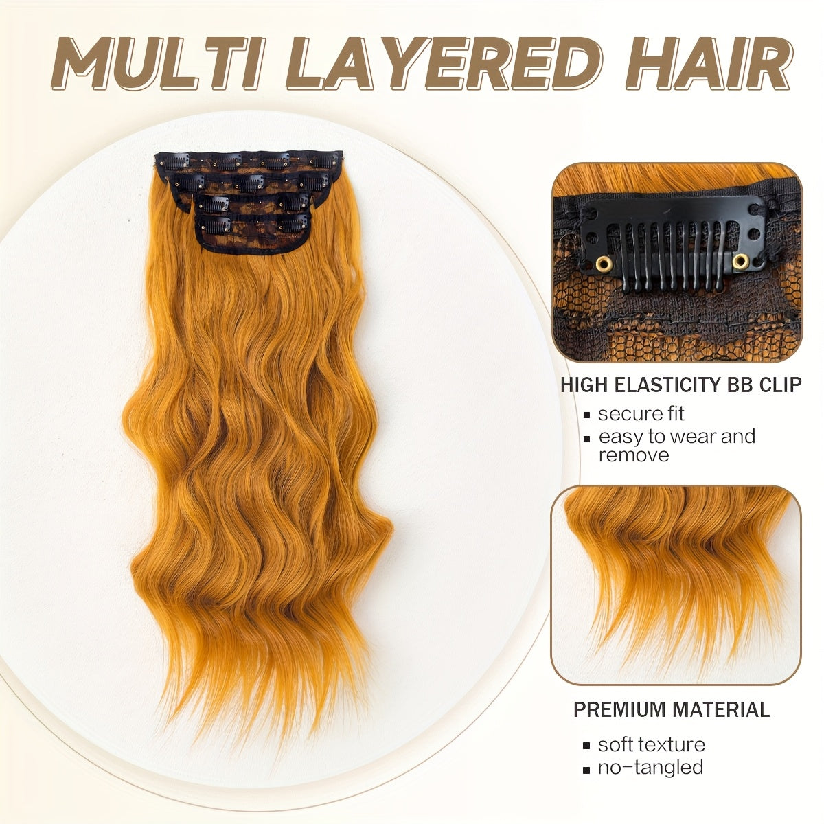 YUSULAXI 22" Heat-Resistant Synthetic Hair Patch - Ombre Curly Wave Extensions for Women, Multi-Ethnic Friendly, Natural Look & Easy Maintenance for Daily Use