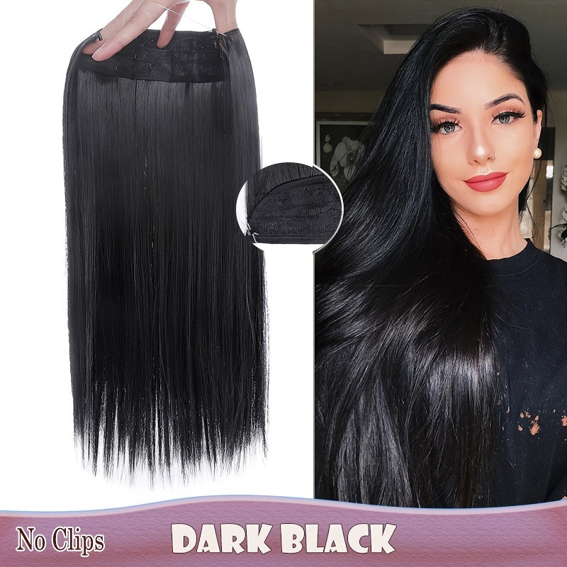 S-NOILITE Invisible Wire Hair Extensions - Adjustable Size, Breathable Lace Net, Synthetic Straight/Curly/Wavy Secret Headband for Women, Natural Look Highlighting Piece