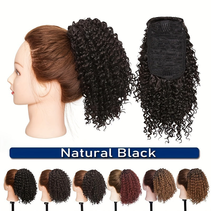 20.32 cm Short Kinky Curly Ponytail Extensions for - Synthetic Afro Hair with 2 Clips, Multi-Color Options (Light Brown to Dark Red), Secure Drawstring Closure for Natural Volume & Fullness, Ponytail Hair Extensions