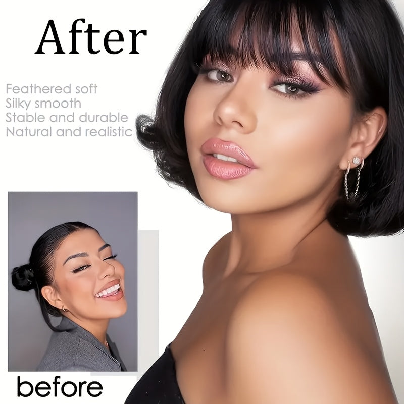 1pc Elegant Straight Synthetic Hair Extensions, Air Anime Bangs for Women, High Temperature Fiber, Invisible Clip, Natural Look, Durable Fake Hair Fringe