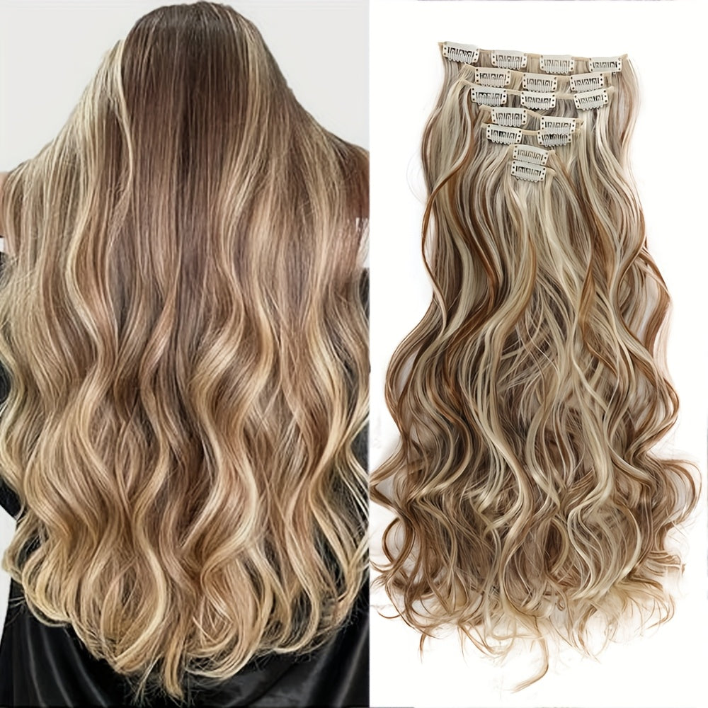 50.8 cm Curly Full Head 7 Separate Pieces Heat Resistance Synthetic Hair Clip in Hair Extensions- Long Hair Accessories for Women, Perfect for Party Daily Use