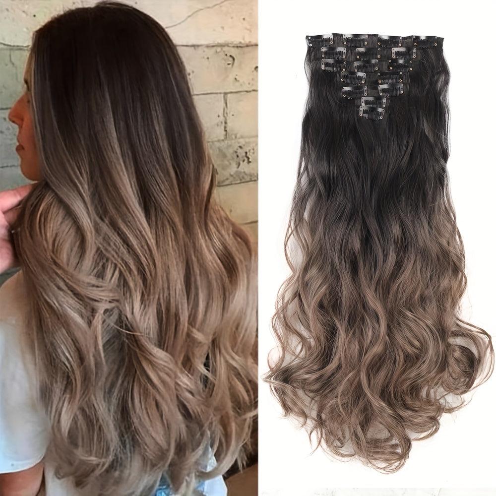 50.8 cm Curly Full Head 7 Separate Pieces Heat Resistance Synthetic Hair Clip in Hair Extensions- Long Hair Accessories for Women, Perfect for Party Daily Use