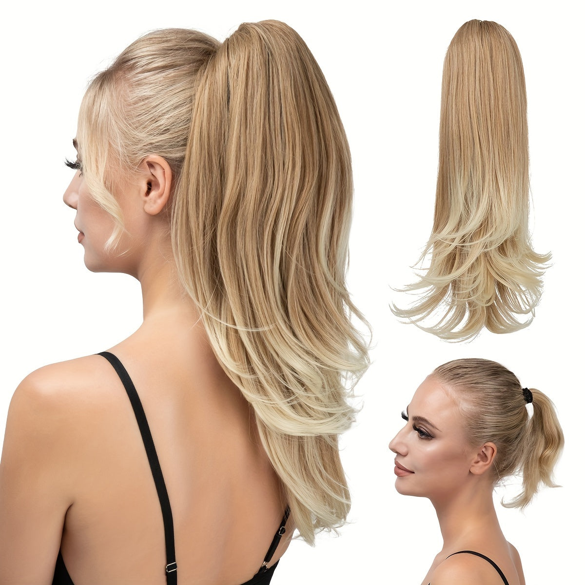 180° Rotating Claw Clip Ponytail Extension for Women - Easy-to-Wear Synthetic Curly Wave Hairpiece, Natural Look with High-Temperature Fiber, Versatile Styling for All Hair Types, Versatile Hairpiece | Curly Wave Design | Secure Fit Clip