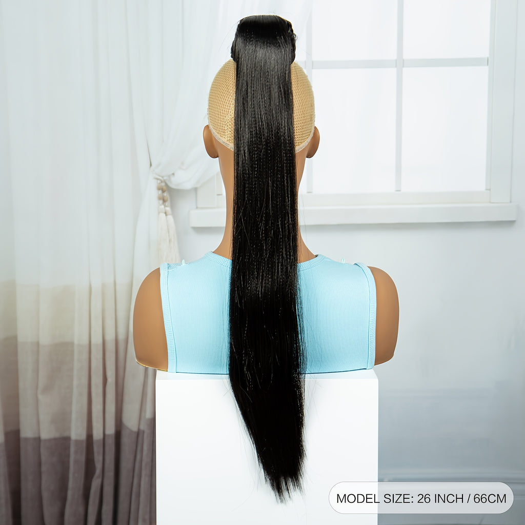 Elegant Straight Ponytail Hair Extension for Women, Synthetic Clip-In Tail Hairpiece, Versatile Accessory for All - Fashion Fiber Chic Ponytail Extension