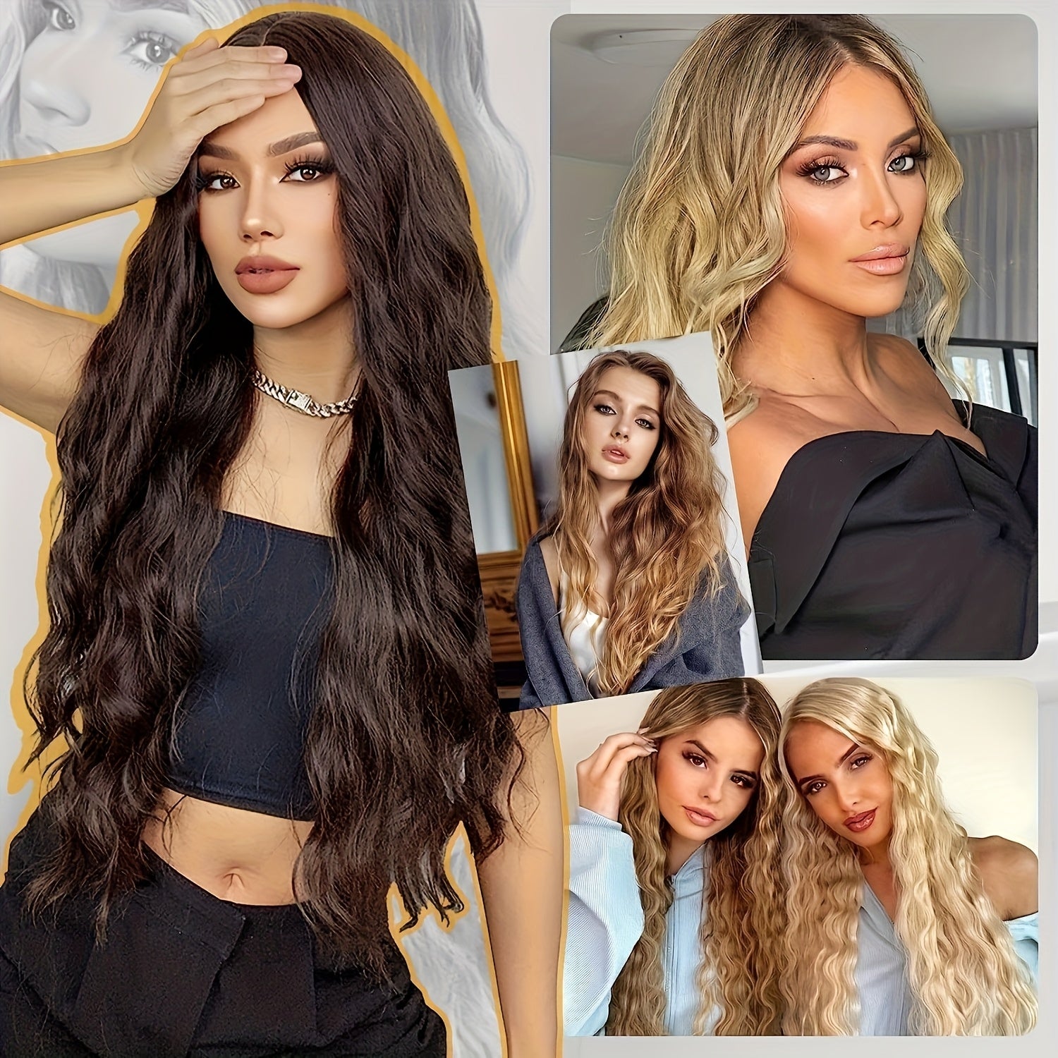 6pcs/set Wavy Long Hair Clip-in Extensions, Synthetic, Basic Style, Women's, Elegant Hair Accessories for Daily Use