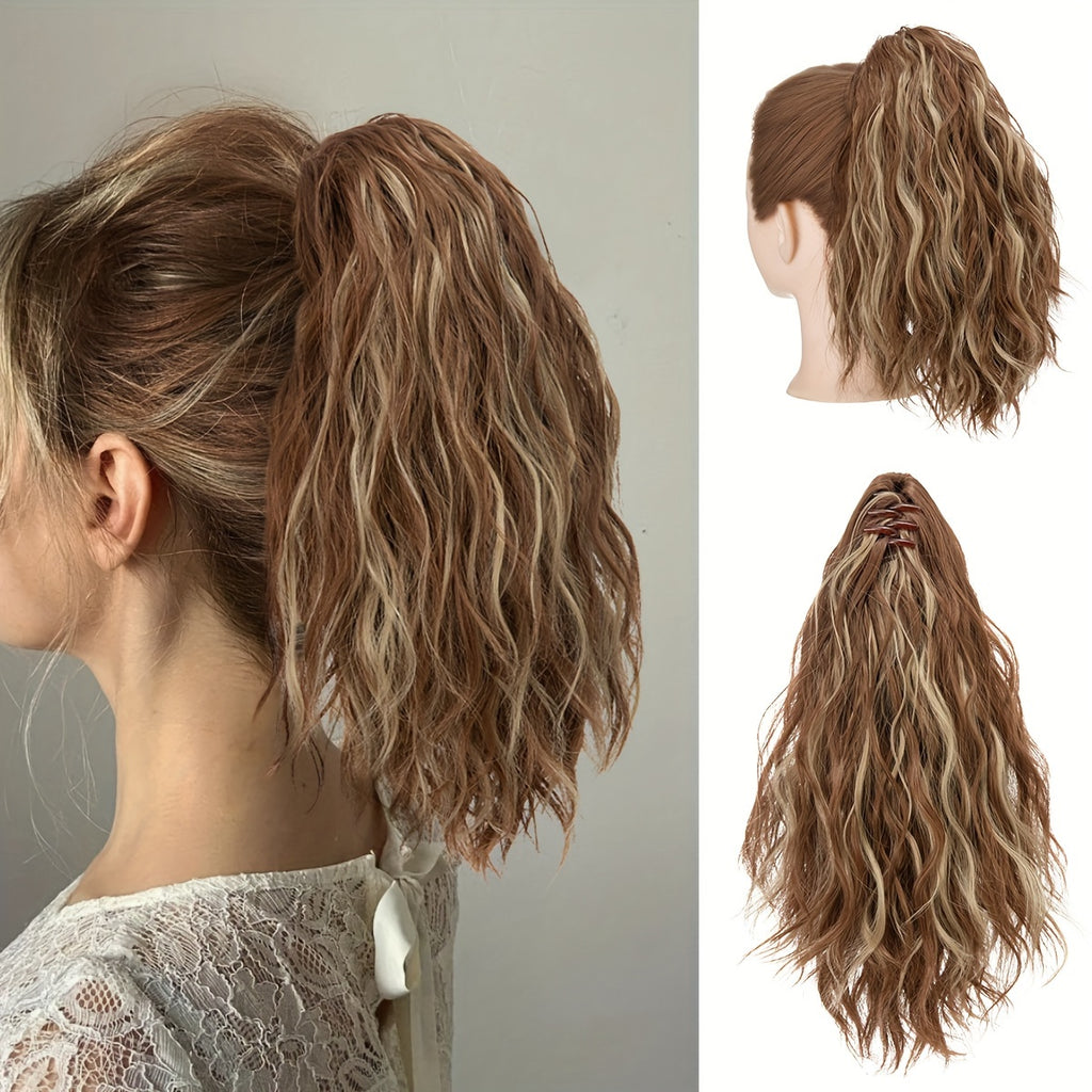14inch Curly Wavy Fluffy Synthetic Ponytail Hairpieces - Add Volume, Style, and Elegance to Your Hair with Easy Clip-In Design - Perfect for Caucasian Women Seeking a Long, Luscious Look