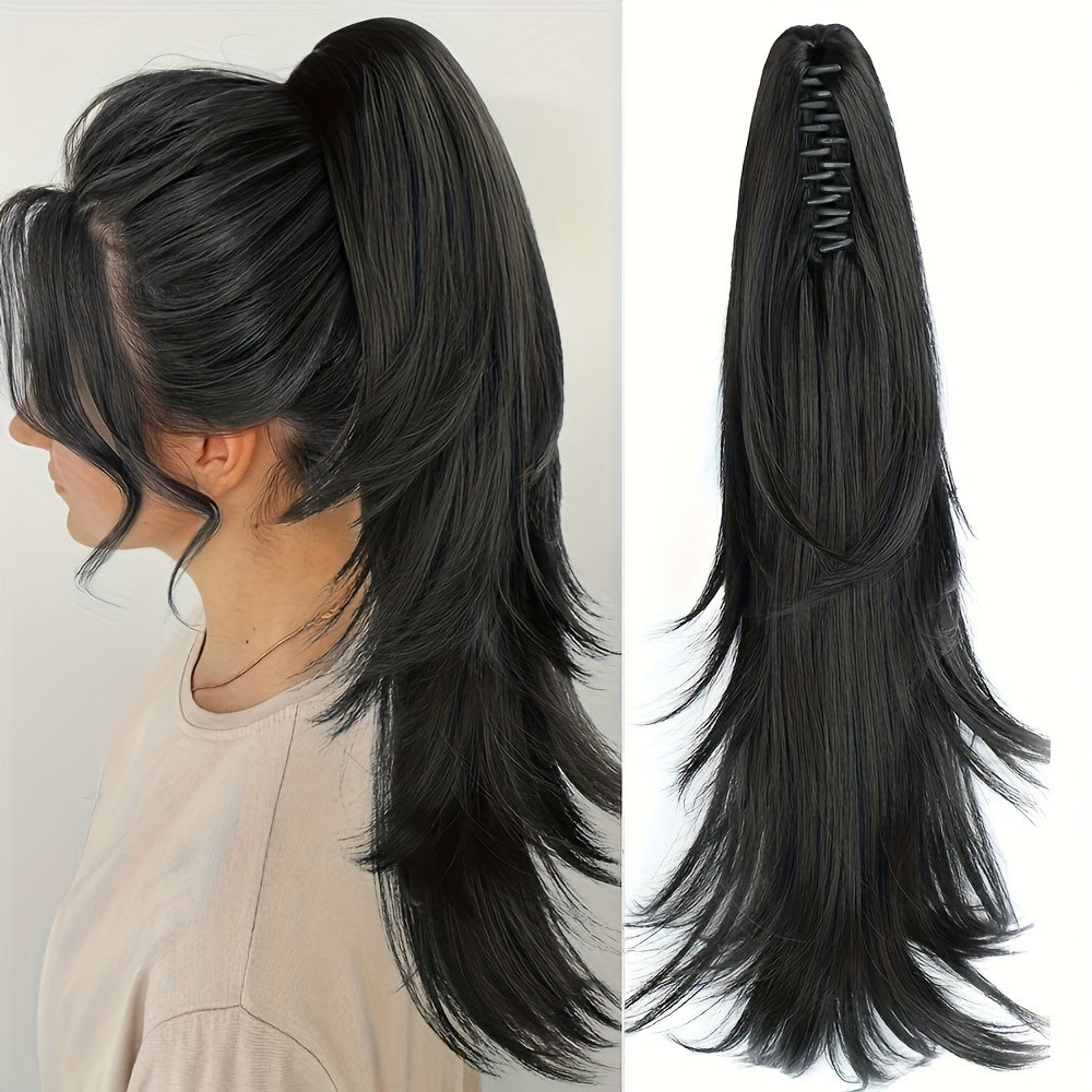 Women's High Temperature Fiber Ponytail Extension, Straight Hair Synthetic Clip-In Ponytail, Durable & Heat Resistant, for Daily Wear and Halloween, Versatile Hairpiece | Natural Look Extension | Heat Resistant Fiber, Ponytail Hair Extensions