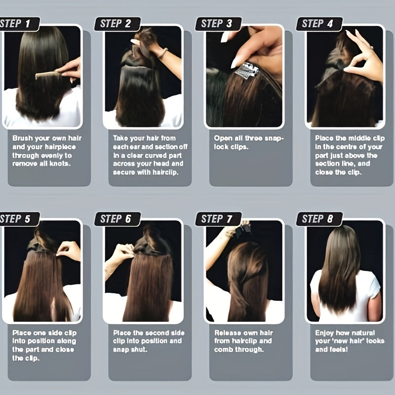 [Soft Human Hair Extensions] 8pcs 18 Clips Clip In Hair Extensions | 16-24 Inch Soft & Natural Straight Human Hairpieces for Women - Adding Volume & Beauty