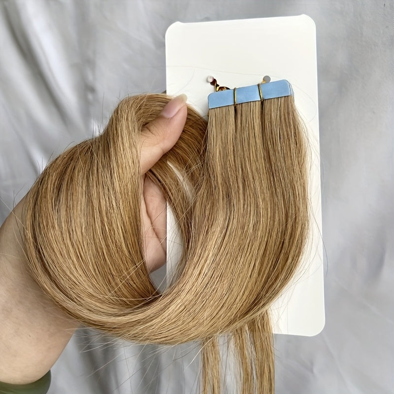 20pcs Normal Color Tape In Hair Extensions Human Hair Straight Tape In Hair Extensions 30.48cm-55.88cm Long Hair 30G/Pack Add Volume