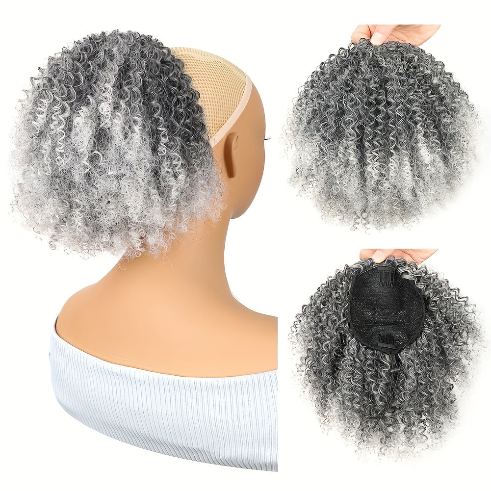 25.4 cm Synthetic Curly Ponytail Hair Extension for Women - Kinky Curly Drawstring Ponytail, Clip-In Fake Ponytails for Daily Use, Natural Look, Easy to Style, Daily Hair Extension | Elegant Hairpiece | Secure Fit Ponytail, Ponytail Wig