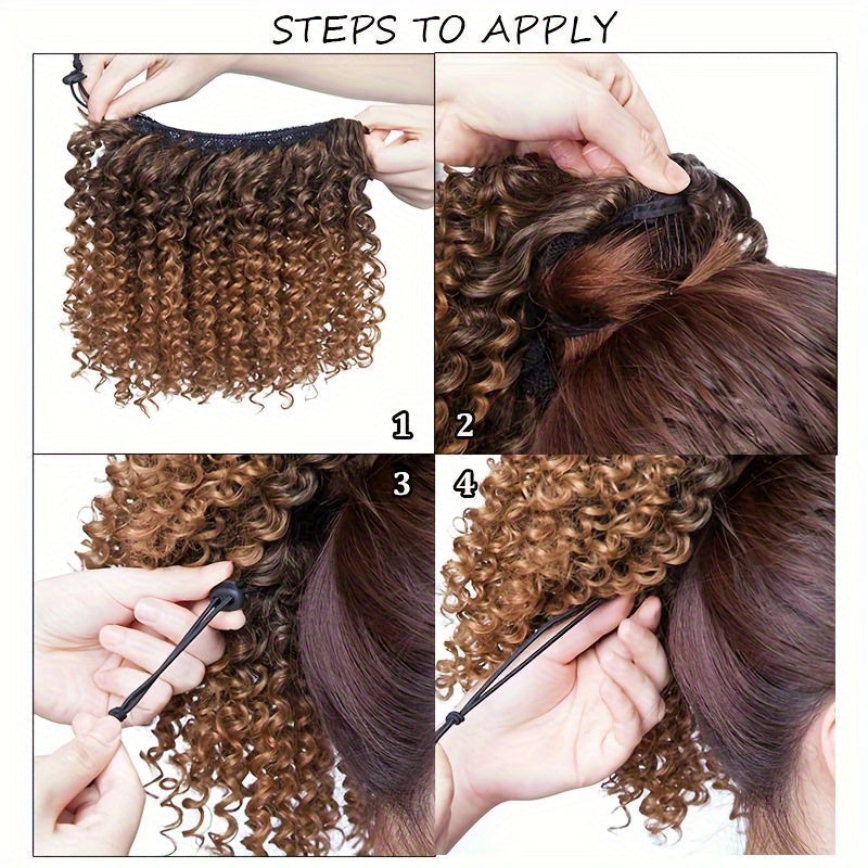 20.32 cm Short Kinky Curly Ponytail Extensions for - Synthetic Afro Hair with 2 Clips, Multi-Color Options (Light Brown to Dark Red), Secure Drawstring Closure for Natural Volume & Fullness, Ponytail Hair Extensions