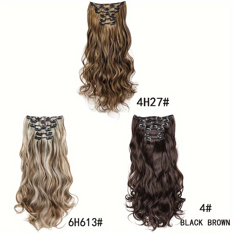 6Pcs/Set 16 Clips Heat Resistant Synthetic Hairpieces for Women - Long Wavy Hairstyle Hair Extensions