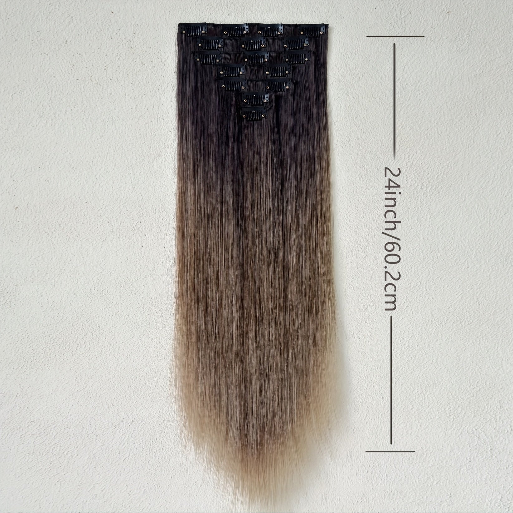 Clip In Hair Extensions 16 Clips 55.88 cm Set Ombre Long Straight Hair Extension for Women Synthetic Hair Extensions Hairpieces