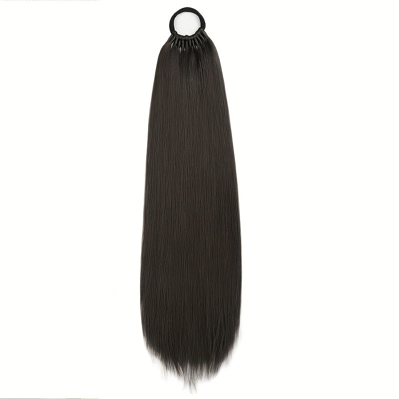 24-Inch Straight Synthetic Ponytail Extension for Women - Versatile Clip-In Hairpiece for Everyday & Special Occasions