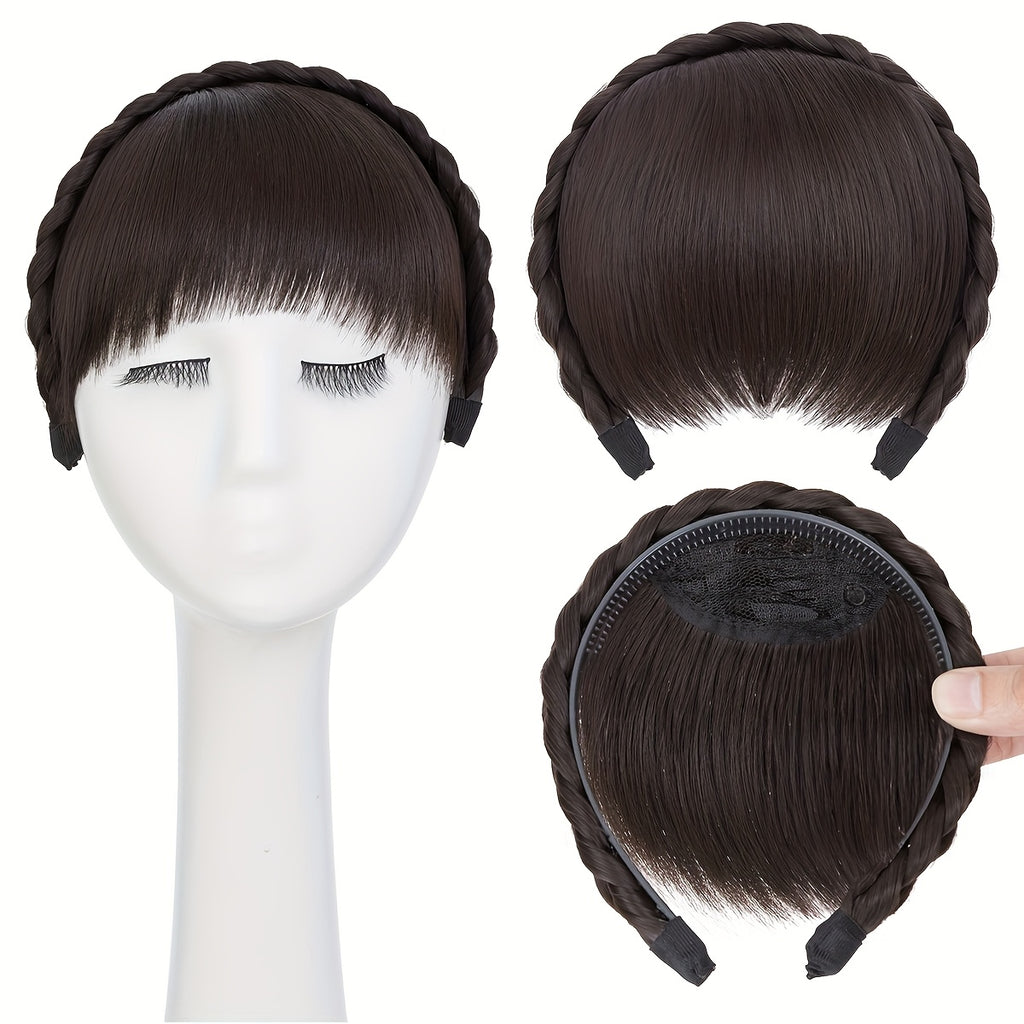 High-Top Hair Accessory 1pc Multi-Color Available Women's Synthetic Clip-In Bangs, Braid Design - Versatile Bangs Piece Suitable for All Hairstyles, Wearable for Daily And Date Outings Halloween