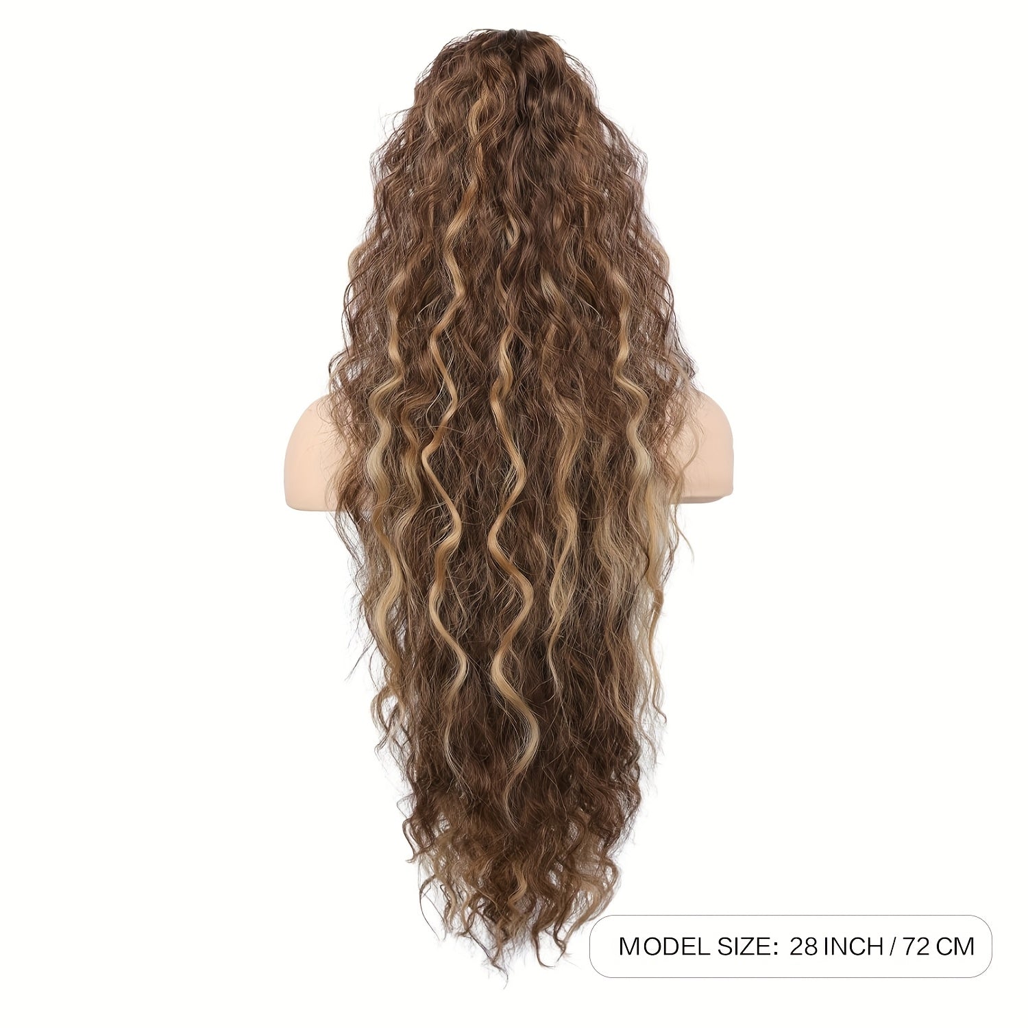 71.12 cm Lightweight Curly Wave Clip-In Hair Extension - Multi-Layered Synthetic Hair for Voluminous Ponytails, Chocolate Brown, Unisex & All Ethnicities, Ponytail Hair Extensions, Versatile Hairpiece, Multilayered Texture, Easy Application Hairpiece
