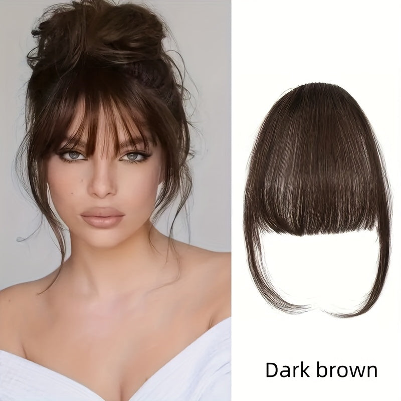 1pc Women'S Chic Clip-In Bangs, Lightweight Natural Look Loose Curl Multi-Style Basic Fashion Mini Hairpiece, High Temperature Fiber