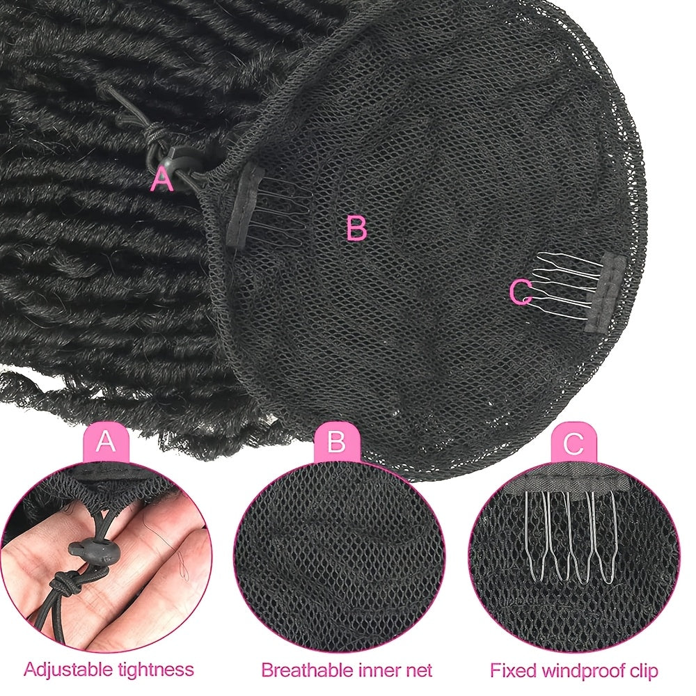 15.24 cm Short Dreadlocks Drawstring Ponytail Hair Extensions Synthetic Faux Locs Clip In Pony Tail Hair Piece for Women