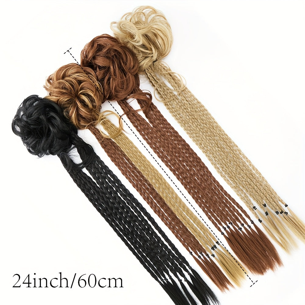 Women'S Silvery Gray Long Braid Ponytail Extension - High Temperature Fiber, Natural Look, Easy Attach, Everyday Synthetic Hairpiece for Women, Ponytail Extensio