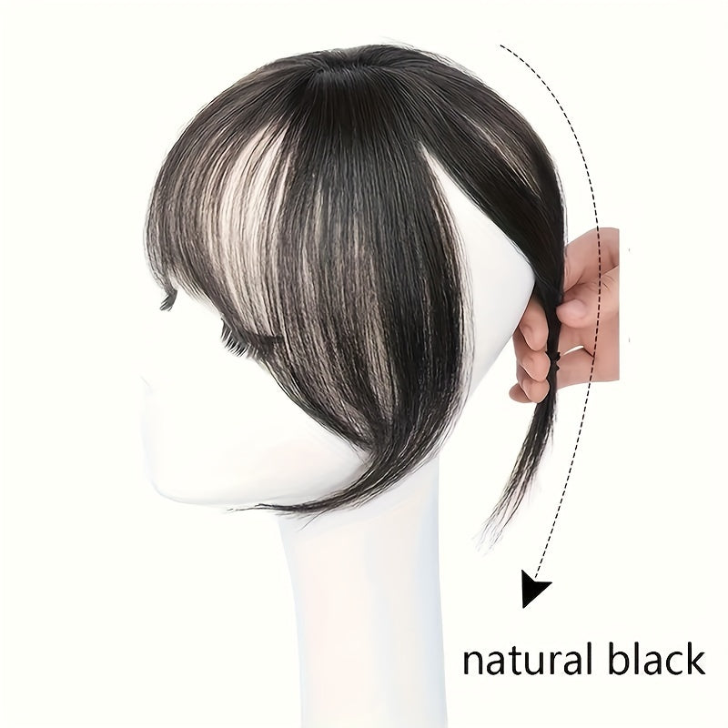 Elegant Clip-In 3D Bangs Hairpiece for Women - Synthetic French Fringe with Temples, Natural-Looking Air Bangs for Daily Wear, Versatile Styling