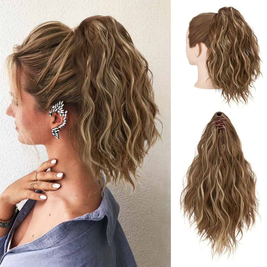 14inch Curly Wavy Fluffy Synthetic Ponytail Hairpieces - Add Volume, Style, and Elegance to Your Hair with Easy Clip-In Design - Perfect for Caucasian Women Seeking a Long, Luscious Look