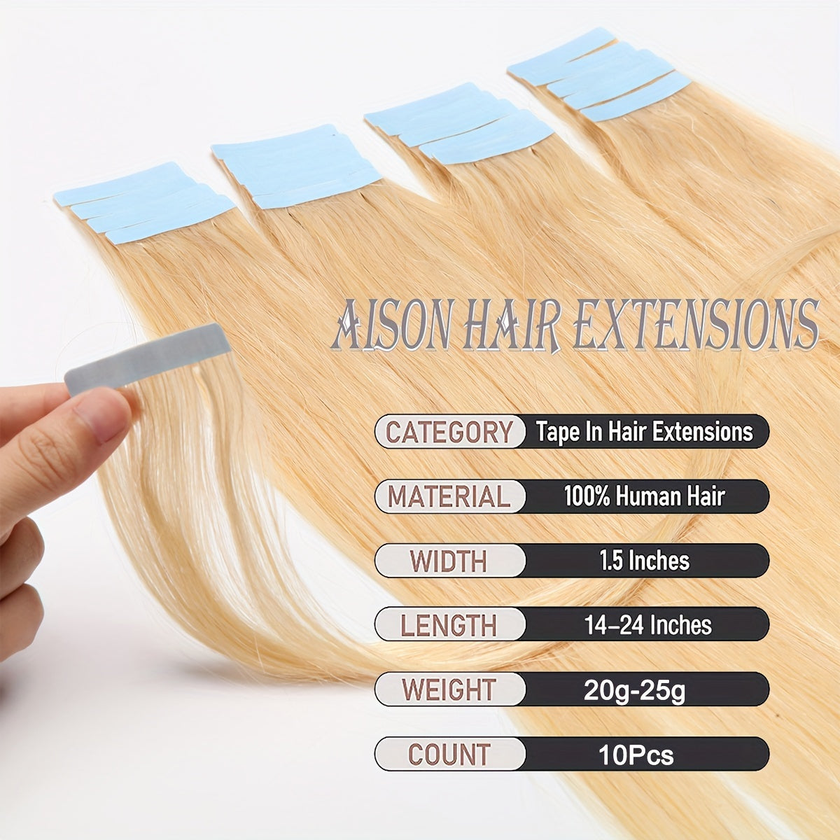 25g/pack 10pcs Tape In Hair Extensions Human Hair Real Human Hair Tape In Extensions Straight Skin Weft100% Remy Seamless Human Hair Extensions For Women 30.48-60.96 cm