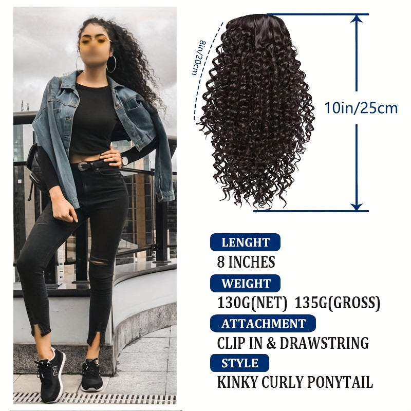 20.32 cm Short Kinky Curly Ponytail Extensions for - Synthetic Afro Hair with 2 Clips, Multi-Color Options (Light Brown to Dark Red), Secure Drawstring Closure for Natural Volume & Fullness, Ponytail Hair Extensions