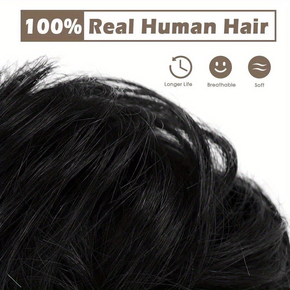 [2pcs Brazilian Hair Buns] 2pcs 4 Inch Brazilian Human Hair Messy Bun Chignon Extensions - Soft & Comfortable Elastic Scrunchie Updo Hair Pieces for Women, Natural Look, Easy Maintenance, Versatile for Daily & Formal Events