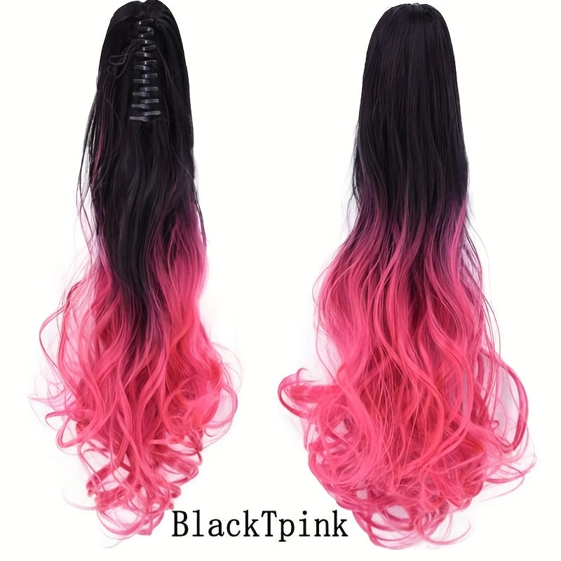Elegant 12-Color Claw Clip Ponytail Extension - Curly Wavy Synthetic Hair for All Genders, Versatile & Stylish