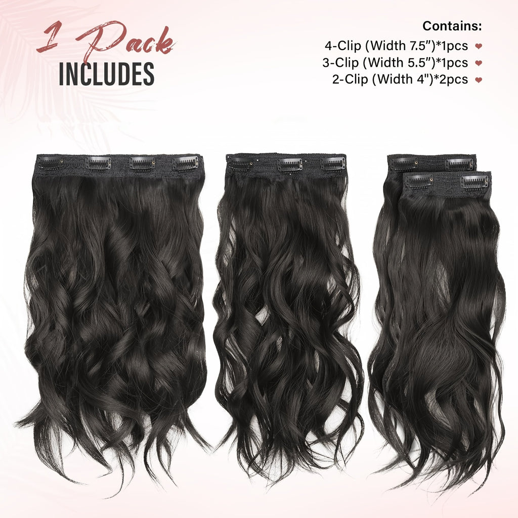 4pcs Daphine Clip In Hair Extensions for Women - Short Curly Wave with Invisible Lace Weft, Natural Soft Synthetic Hairpieces for Daily & Party Use, All Ethnicities