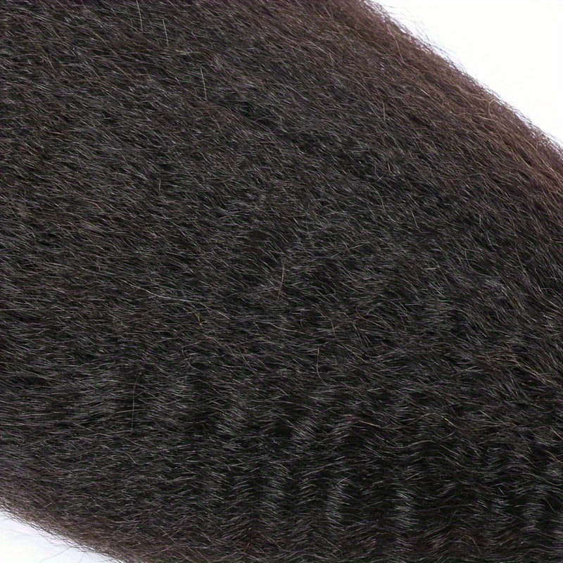 Kinky Straight Bundles Human Hair Bundles 100% Unprocessed Brazilian Yaki Straight 3 Bundles for Women Natural Black Color